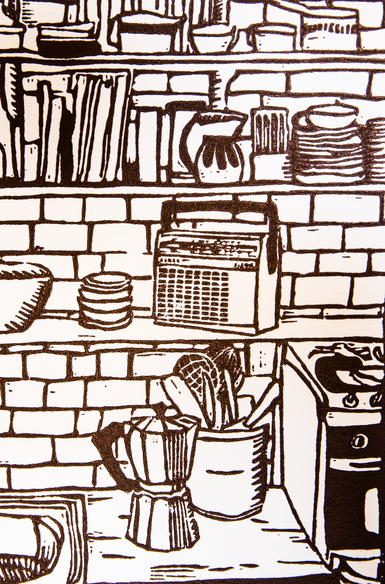 "Kitchen" lino print