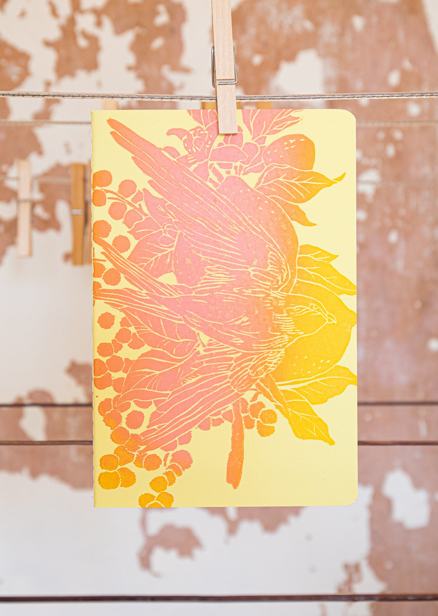 Lemon & Mimosa Notebook, Ombre on yellow, A5