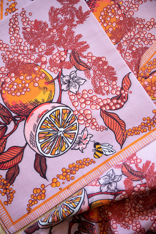 Orange and mimosa bandana