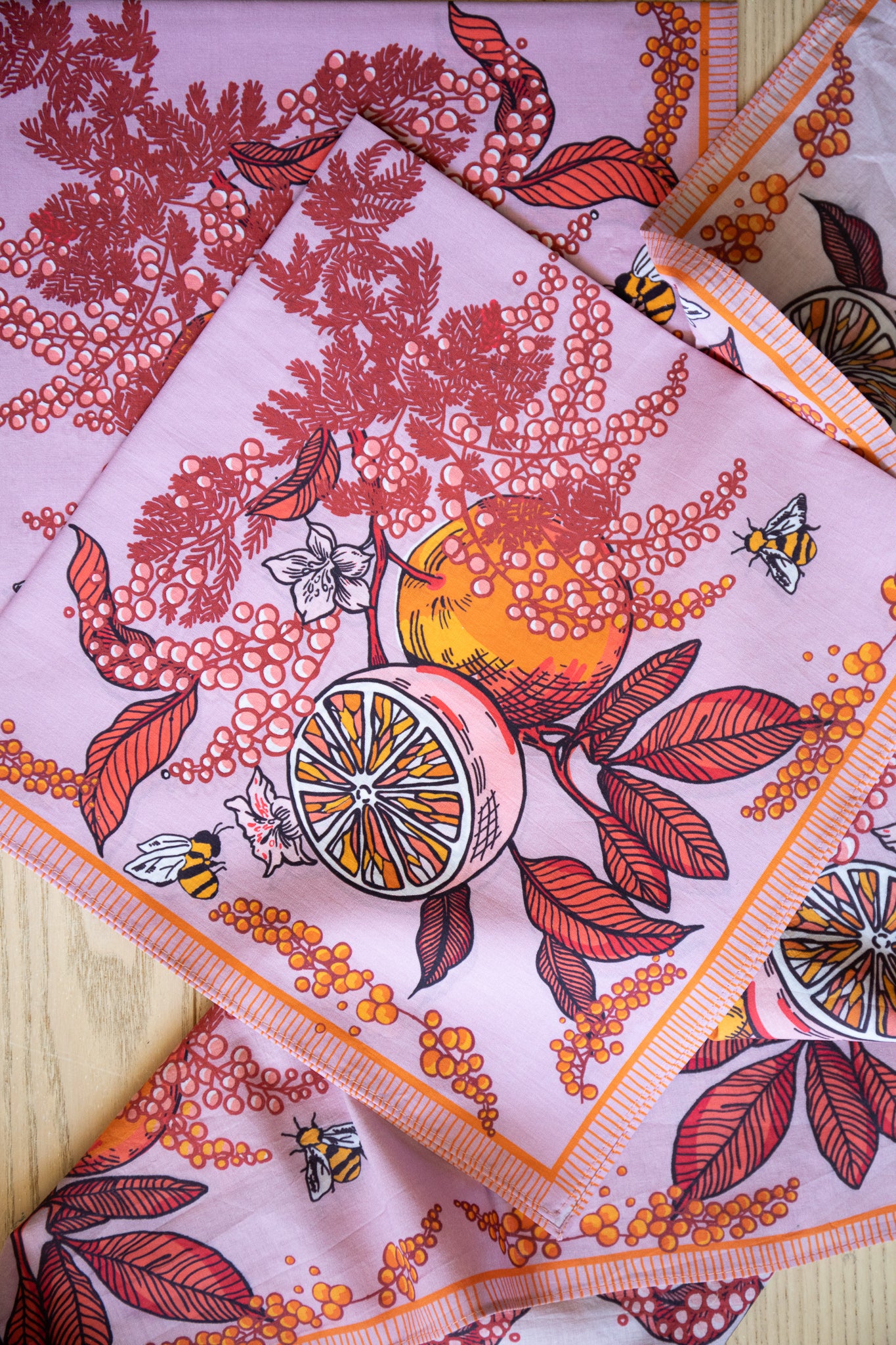 Orange and mimosa bandana