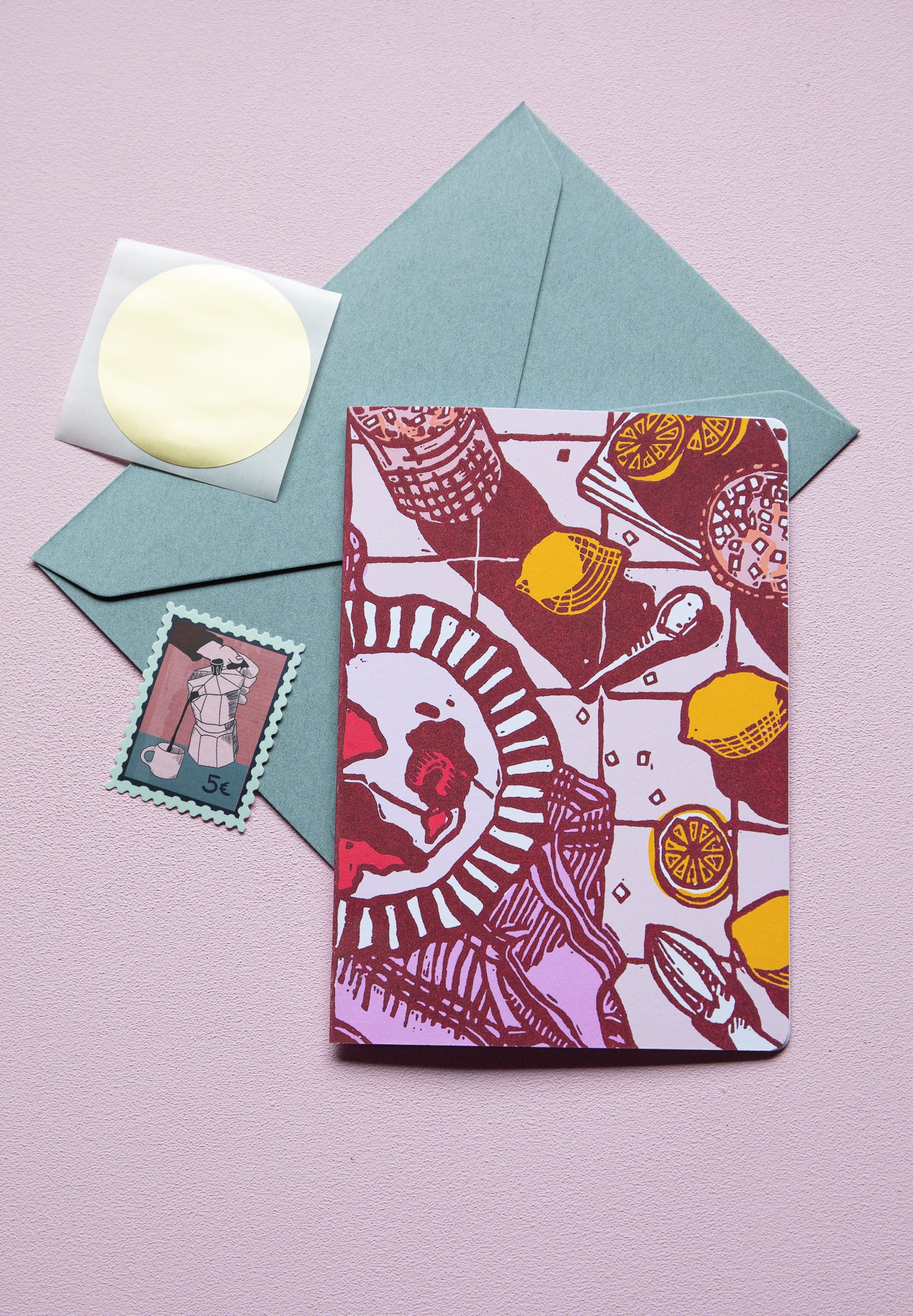 Cocktail hour A6 folded card, set