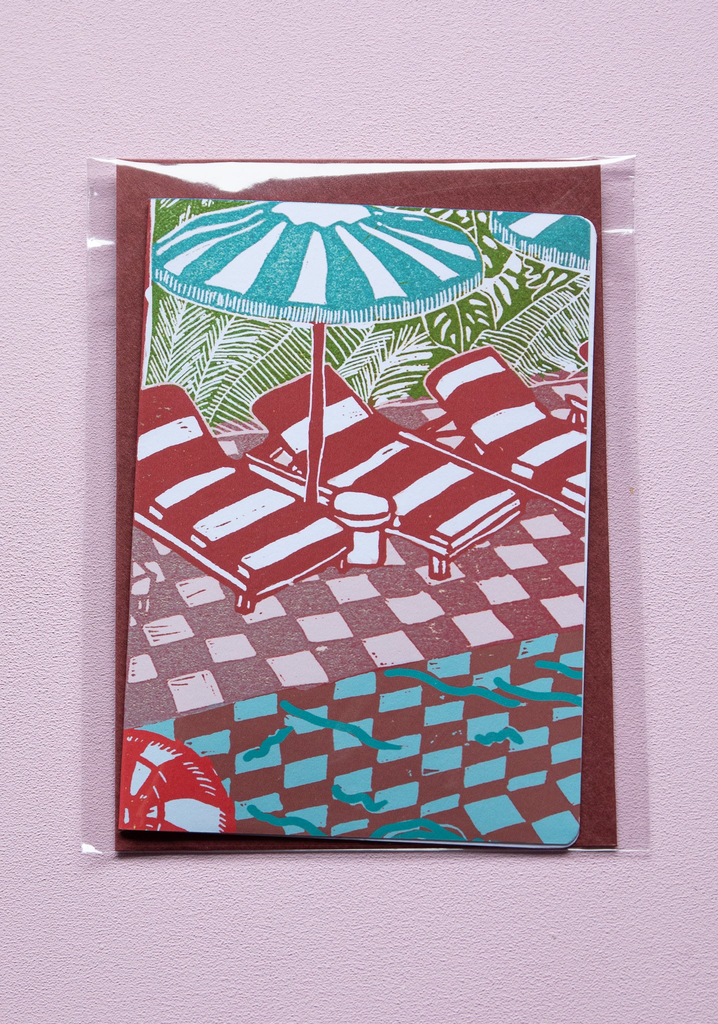 Swimming pool A6 folded card, set