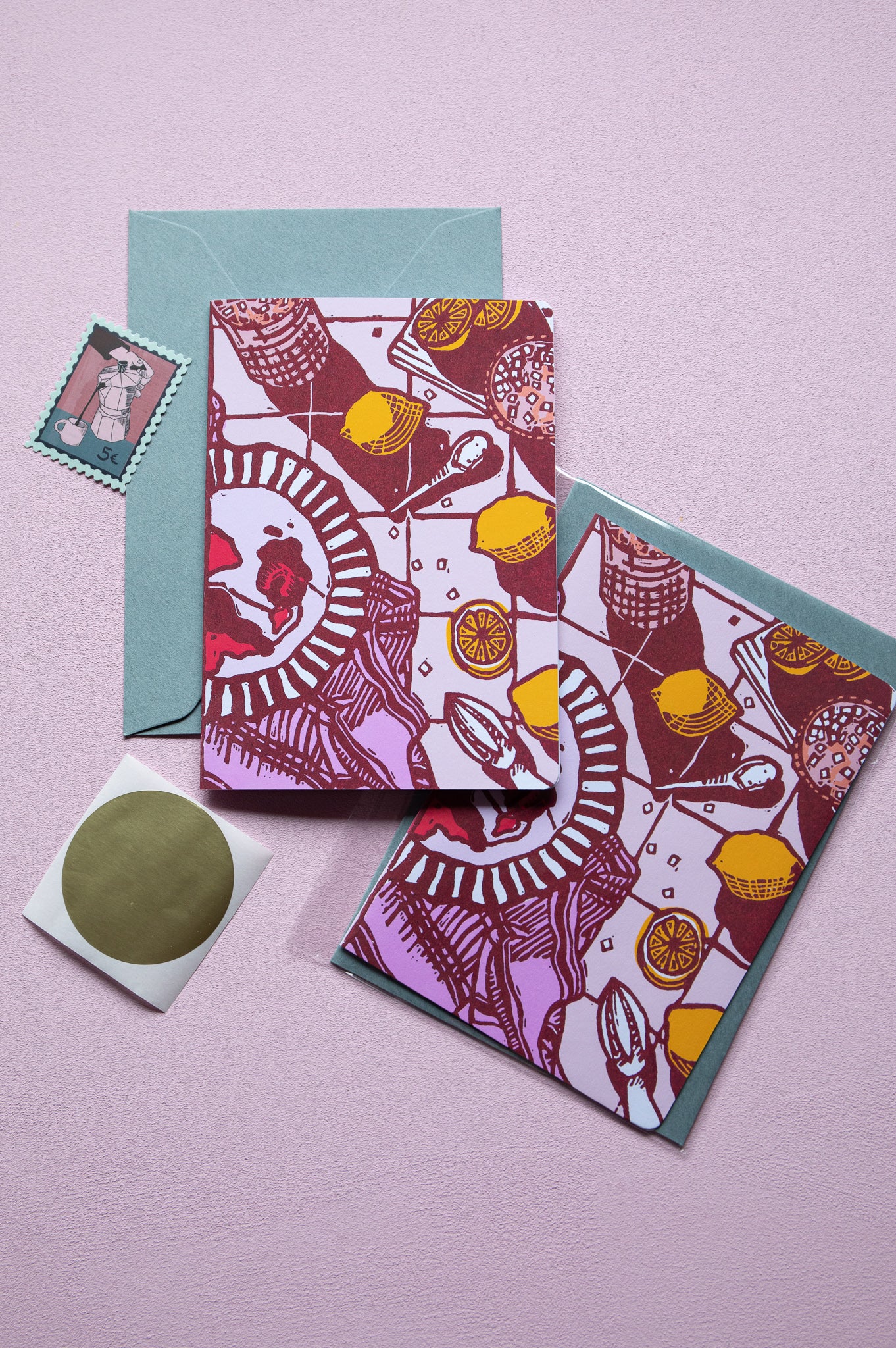 Cocktail hour A6 folded card, set