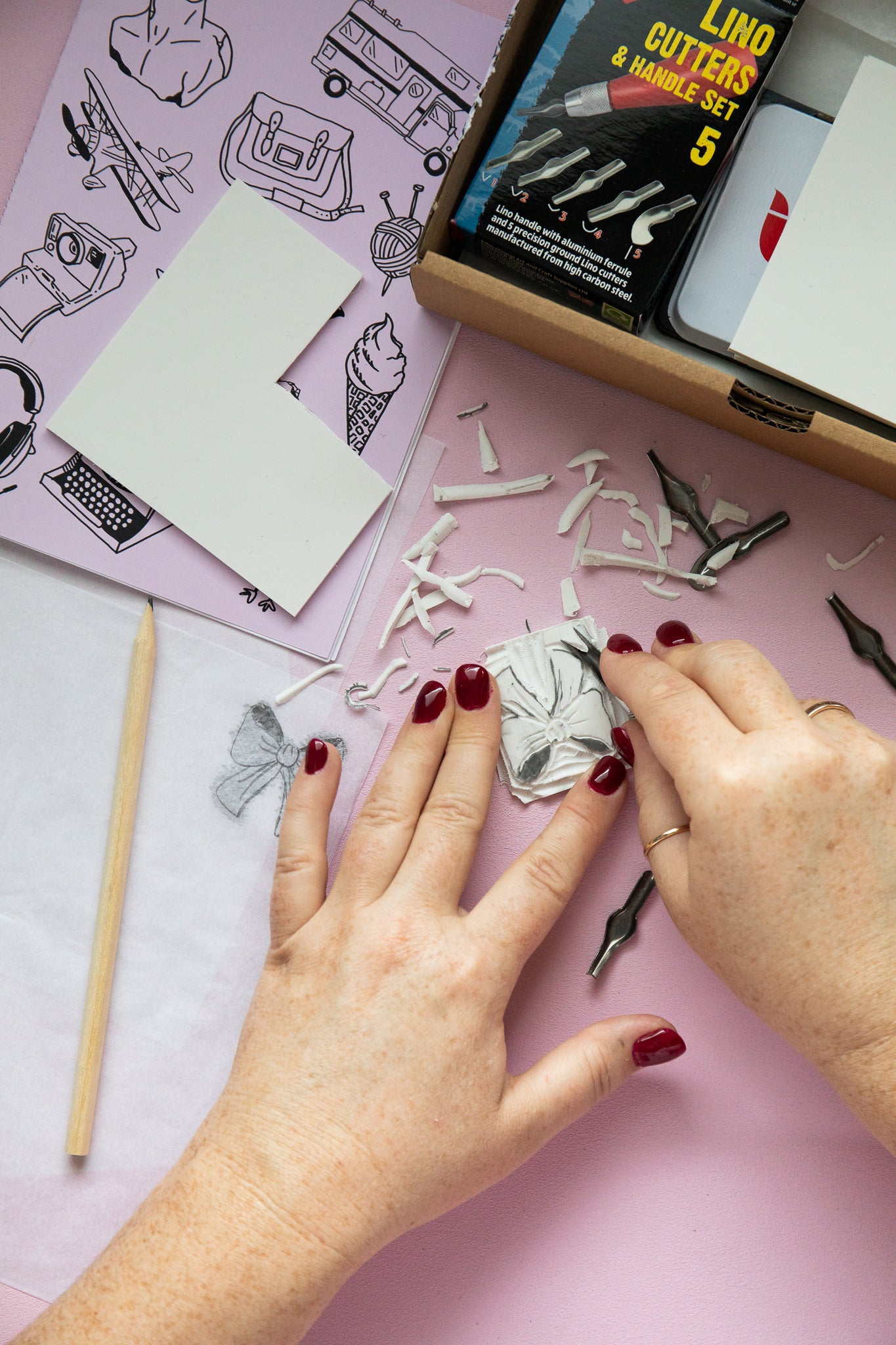 Lino and stamp kit, prelaunch in Norway