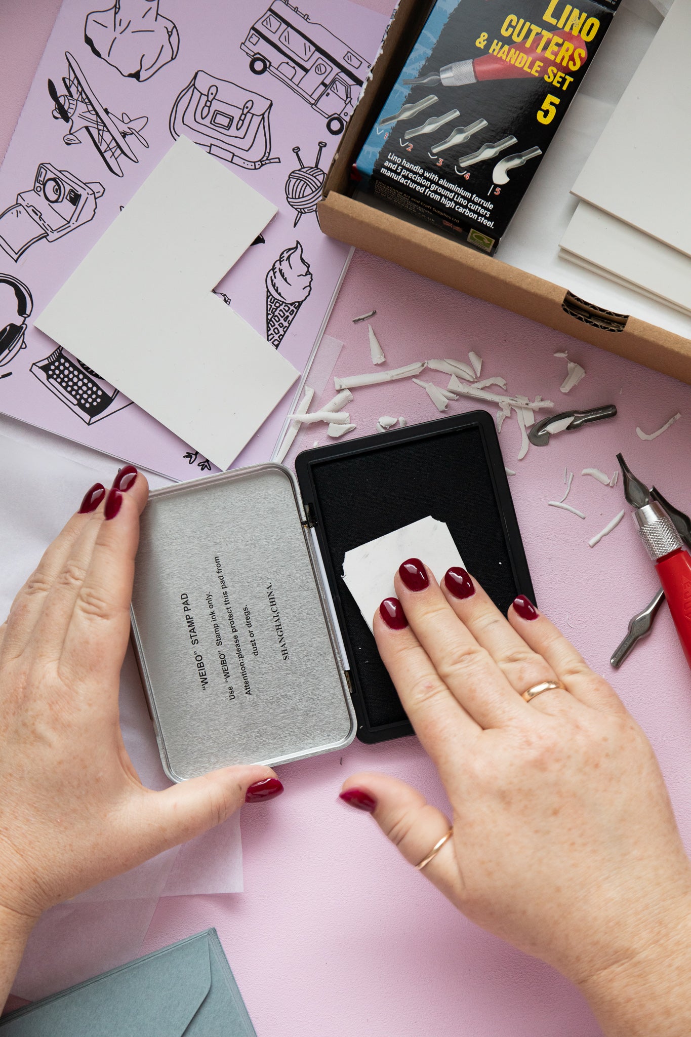 Lino and stamp kit, prelaunch in Norway