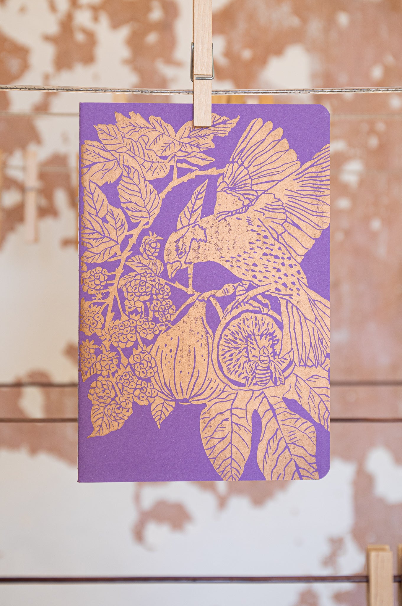 Figs and blackberry notebook, purple and copper. A5