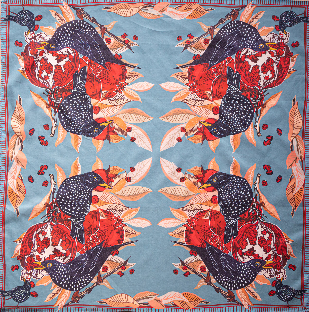 Starlings and Pomegranates bandana BIG 70x70 cm
