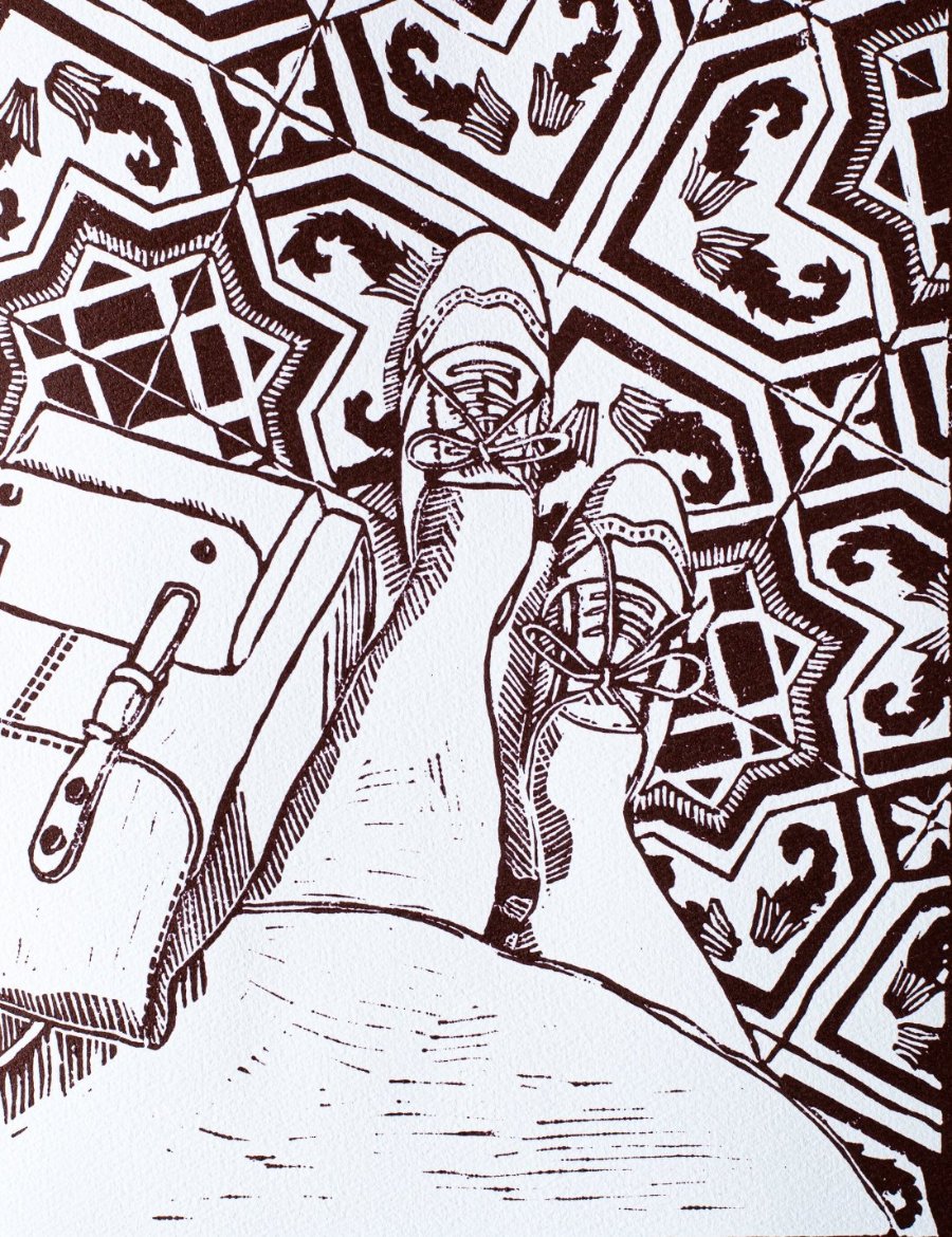 "For the love of tiles" linocut print